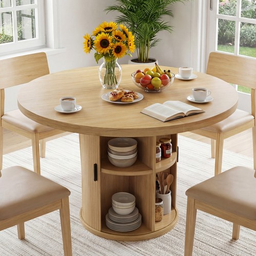 Solid wood round dining - wood,