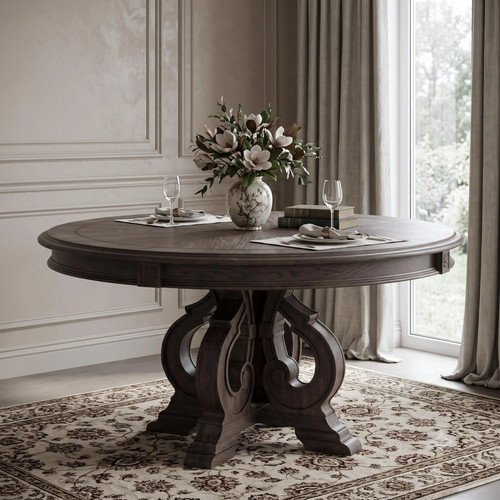 Rustic wood round pedestal - wood,